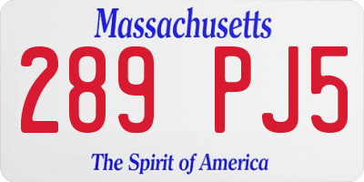 MA license plate 289PJ5