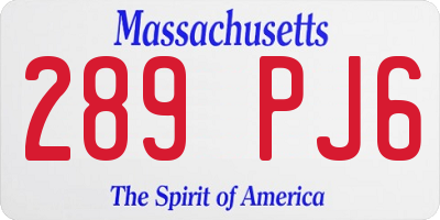 MA license plate 289PJ6