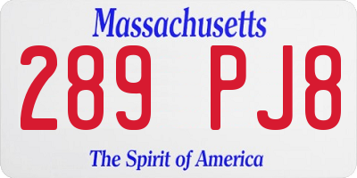 MA license plate 289PJ8
