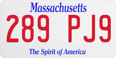 MA license plate 289PJ9
