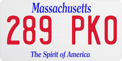 MA license plate 289PK0