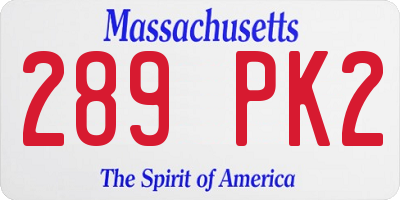 MA license plate 289PK2