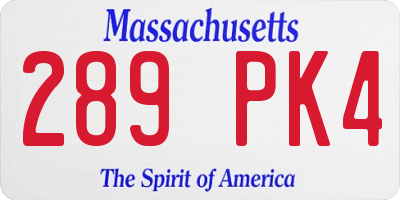 MA license plate 289PK4