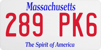 MA license plate 289PK6