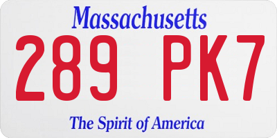 MA license plate 289PK7