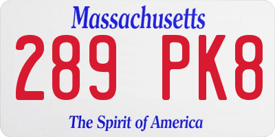 MA license plate 289PK8