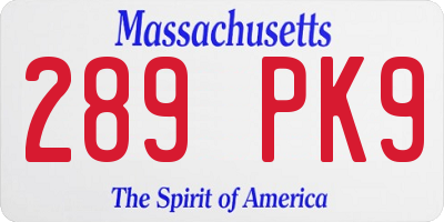MA license plate 289PK9
