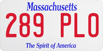 MA license plate 289PL0
