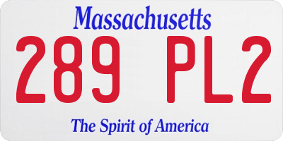 MA license plate 289PL2