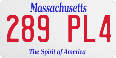 MA license plate 289PL4