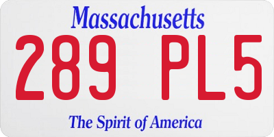 MA license plate 289PL5