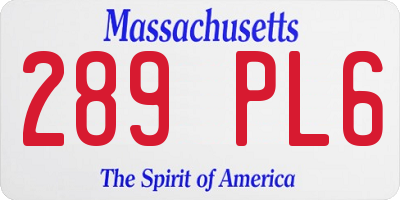 MA license plate 289PL6