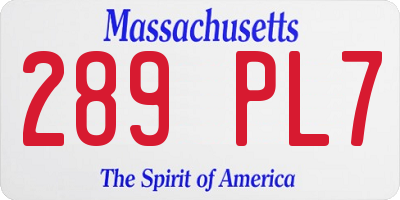 MA license plate 289PL7