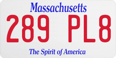 MA license plate 289PL8