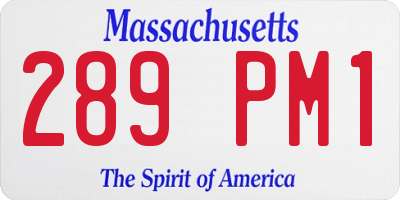 MA license plate 289PM1