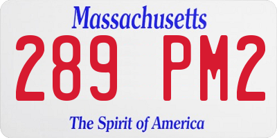 MA license plate 289PM2