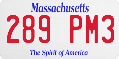 MA license plate 289PM3