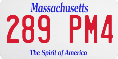 MA license plate 289PM4