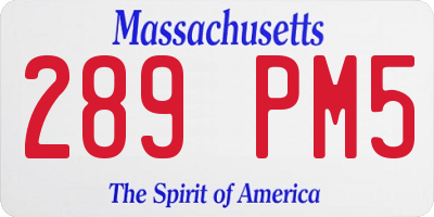 MA license plate 289PM5