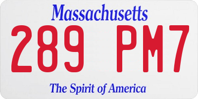 MA license plate 289PM7