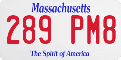 MA license plate 289PM8