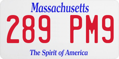 MA license plate 289PM9