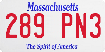 MA license plate 289PN3