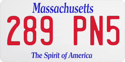 MA license plate 289PN5