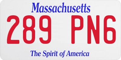 MA license plate 289PN6