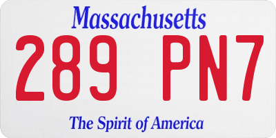 MA license plate 289PN7