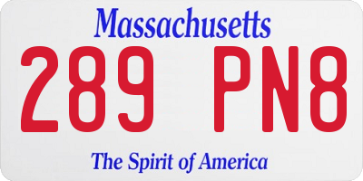MA license plate 289PN8