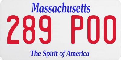 MA license plate 289PO0