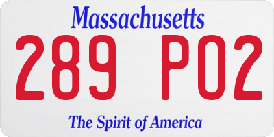 MA license plate 289PO2
