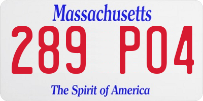 MA license plate 289PO4