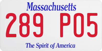 MA license plate 289PO5