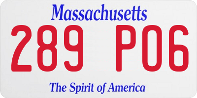 MA license plate 289PO6