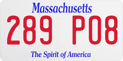 MA license plate 289PO8