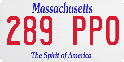 MA license plate 289PP0
