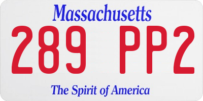 MA license plate 289PP2