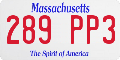 MA license plate 289PP3