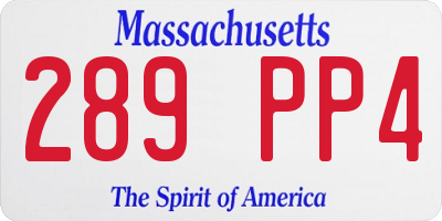 MA license plate 289PP4