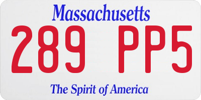 MA license plate 289PP5