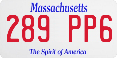 MA license plate 289PP6
