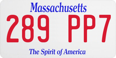 MA license plate 289PP7