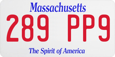 MA license plate 289PP9