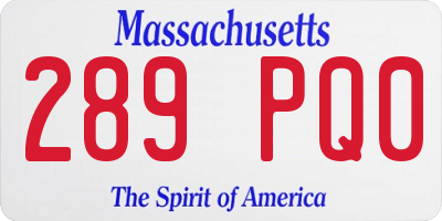 MA license plate 289PQ0