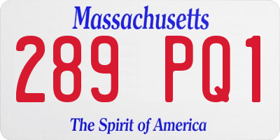MA license plate 289PQ1