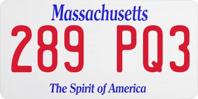 MA license plate 289PQ3