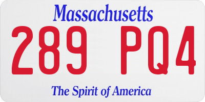 MA license plate 289PQ4