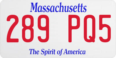 MA license plate 289PQ5